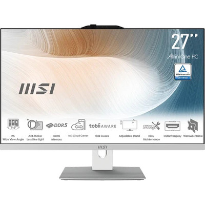 MSI AIO MODERN AM272P 1M-1423EU. 27" IPS LED FHD. INTEL  IRIS XE GRAPHICS. SO-DIMM DDR5 16GB (8GB*2). 512G M.2 PCIE SSD. W11 PRO.BLANCO (Espera 4 dias)