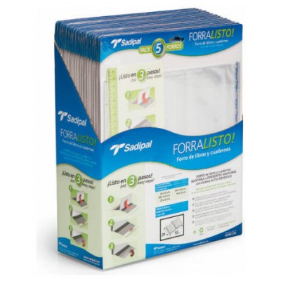 BLISTER 5 FUNDAS DE FORRO CON 2 SOLAPAS AJUSTABLES 28 CM SADIPAL 02207 (Espera 4 dias)