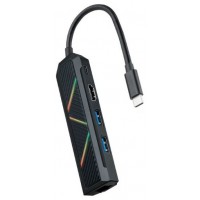 HUB USB-C NANOCABLE 2xUSB-A+USB-C CARGA+HDMI+RJ45