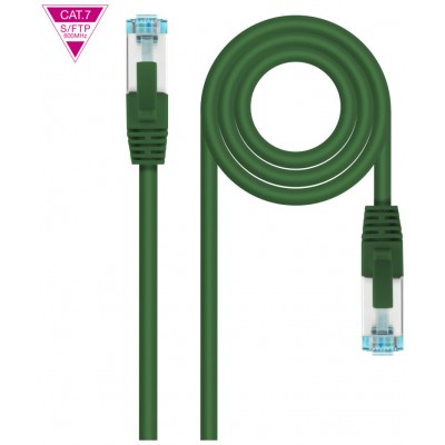 CABLE DE RED LATIGUILLO 600MHZ LSZH SFTP PIMF CAT7 AWG26 2 M VERDE NANOCABLE (Espera 4 dias)