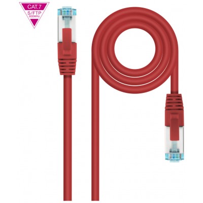 CABLE DE RED LATIGUILLO 600MHZ LSZH SFTP PIMF CAT7 AWG26 2 M ROJO NANOCABLE (Espera 4 dias)