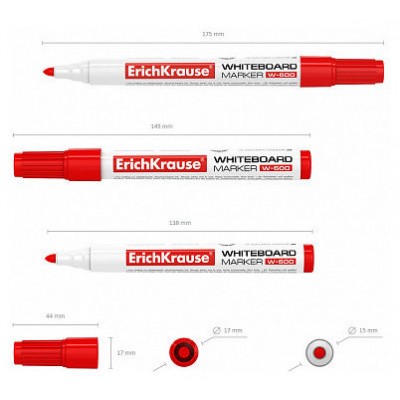 MARCADOR PIZARRA BLANCA W-500, COLOR: ROJO ERICH KRAUSE 12847 (MIN12) (Espera 4 dias)