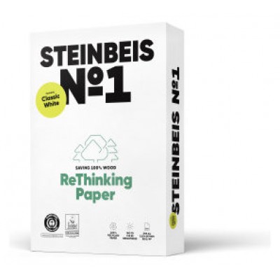 PAQUETE 500H PAPEL RECICLADO 80GR A3 CLASSIC WHITE Nº1 ISO70 STEINBEIS 40002077 (MIN5) (Espera 4 dias)