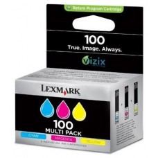 Lexmark Pack de 3 cartuchos de tinta de color cian, magenta y amarillo (CMY) 100 Retornables