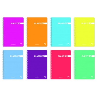 CUADERNO SERIE PLASTIPAC 90 GRS. TAPA POLIPROPILENO 4º (155X215MM.) 80 HOJAS PAUTADO 3,5 CON MARGEN SURTIDO PACSA 16572 (MIN5) (Espera 4 dias)