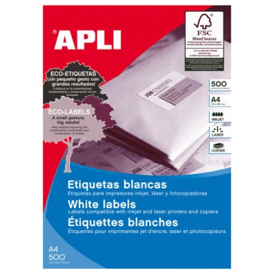 CAJA 500 HOJAS ETIQUETA BLANCA ILC 105X42.4 01795 APLI (Espera 4 dias)