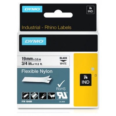 DYMO RHINO Cinta ID1-19 Negro/blanco nylon