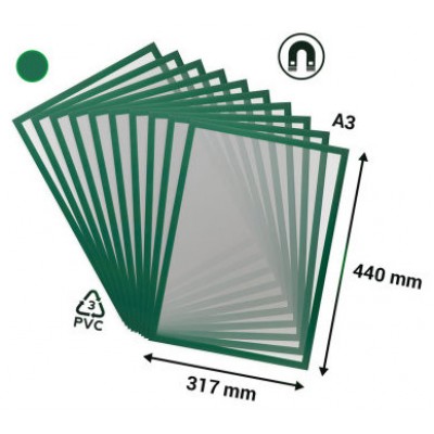 PACK DE 10 MARCOS MAGNETO PRO A3 COLOR VERDE TARIFOLD 195245 (Espera 4 dias)