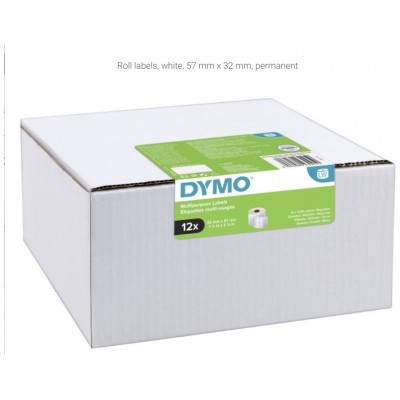 DYMO Etiqueta LW Multipack Etiquetas multipurpose 32X57mm-VALUE PACK (12 Rollos) Papel blanco
