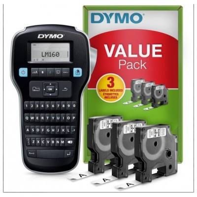 DYMO Rotuladora LABEL MANAGER LM160 kit Etiquetadora + 3 rollos de cinta de etiquetas D13 cartuchos de etiquetas D (2181011)