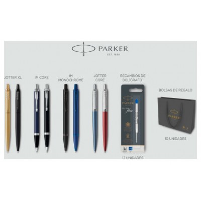 LOTE ESCRITURA PARKER 8 PIEZAS (6+2 DE REGALO) 12 RECAMBIOS + 10 BOLSAS REGALO PARKER 2197098 (Espera 4 dias)