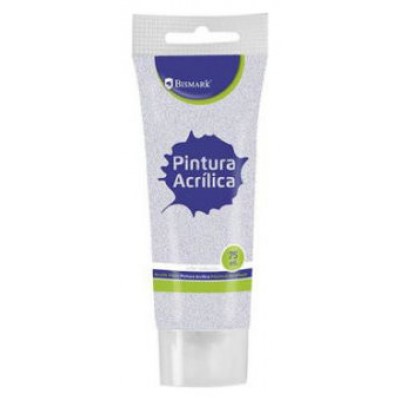 BOTE PINTURA ACRILICA 75 ML PLATA CON GLITTER BISMARK 328673 (Espera 4 dias)