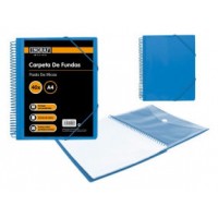 CARPETA ESPIRAL 40 FUNDAS CON SOBRE A4 AZUL POLIPROPILENO INGRAF 332496 (Espera 4 dias)