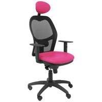 PIQUERAS Y CRESPO Silla Jorquera malla negra asiento similpiel rosa con cabecero fijo-17SX PIQUERAS Y CRESPO Silla Jorquera malla negra asiento similpiel rosa con cabecero fijo