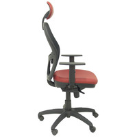 PIQUERAS Y CRESPO Silla Jorquera malla negra asiento similpiel granate con cabecero fijo