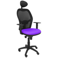 PIQUERAS Y CRESPO Silla Jorquera malla negra asiento bali lila con cabecero fijo-16SX PIQUERAS Y CRESPO Silla Jorquera malla negra asiento bali lila con cabecero fijo