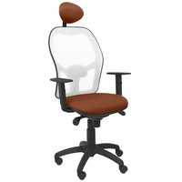 PIQUERAS Y CRESPO Silla Jorquera malla blanca asiento bali marron con cabecero fijo-16SX PIQUERAS Y CRESPO Silla Jorquera malla blanca asiento bali marron con cabecero fijo