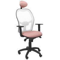 PIQUERAS Y CRESPO Silla Jorquera malla blanca asiento bali rosa palido con cabecero fijo
