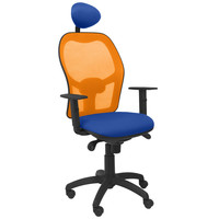 PIQUERAS Y CRESPO Silla Jorquera malla naranja asiento bali azul con cabecero fijo