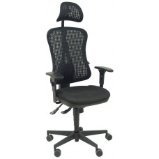 PIQUERAS Y CRESPO Silla Agudo sincro malla negra asiento tela negro brazos regulables con cabecero. ¡Ultimas unidades!!