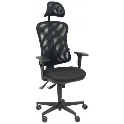 PIQUERAS Y CRESPO Silla Agudo sincro malla negra asiento tela negro brazos regulables con cabecero. ¡Ultimas unidades!!