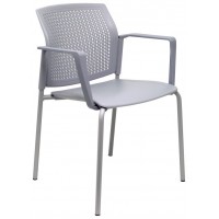 PIQUERAS Y CRESPO Pack 4 sillas Sege PVC gris, chasis gris con brazos ¡Ultimas unidades!!