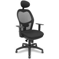 PIQUERAS Y CRESPO Silla Jorquera malla negra asiento bali negro con cabecero fijo y ruedas de parque-50SX PIQUERAS Y CRESPO Silla Jorquera malla negra asiento bali negro con cabecero fijo y ruedas de parque