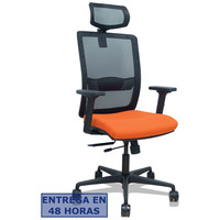 PIQUERAS Y CRESPO Silla Haches traslack malla negra asiento bali naranja brazos 2D ruedas 65mm cabecero regulable
