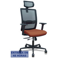 PIQUERAS Y CRESPO Silla Haches traslack malla negra asiento bali marron brazos 2D ruedas 65mm cabecero regulable