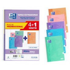 PACK 4+1 CUADERNOS CLASSIC WRITE&ERASE Fº T.EXTRADURA 80H 4X4 COLORES PASTEL OXFORD 400159802 (Espera 4 dias)