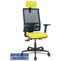 PIQUERAS Y CRESPO Silla Bormate asincro malla negra asiento bali amarillo brazos 2D ruedas 65mm cabecero regulable-53SX PIQUERAS Y CRESPO Silla Bormate asincro malla negra asiento bali amarillo brazos 2D ruedas 65mm cabecero regulable