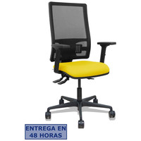 PIQUERAS Y CRESPO Silla Bormate asincro malla negra asiento bali amarillo brazos 2D ruedas 65mm