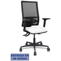 PIQUERAS Y CRESPO Silla Bormate asincro malla negra asiento bali blanco brazos 2D ruedas 65mm