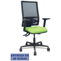 PIQUERAS Y CRESPO Silla Bormate asincro malla negra asiento bali pistacho brazos 2D ruedas 65mm