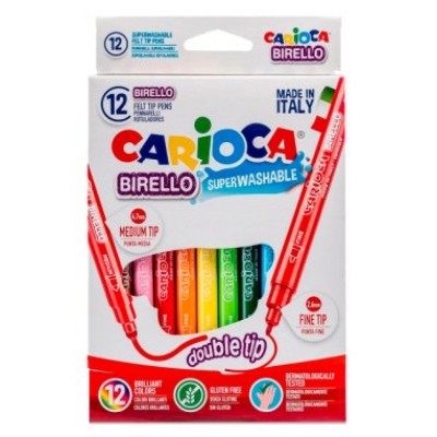 CAJA 12 ROTULADORES COLORES DOBLE PUNTA BIRELLO CARIOCA 41457 (Espera 4 dias)