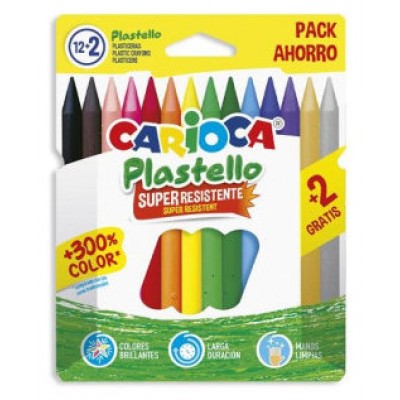 CAJA 12+2 PLASTICERA COLORES SURTIDOS PLASTELLO CARIOCA 42714 (Espera 4 dias)