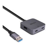 Lindy 43388 hub de interfaz USB 3.2 Gen 1 (3.1 Gen 1) Type-A 5000 Mbit/s Negro, Gris (Espera 4 dias)