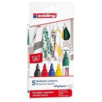 PACK 5 MARCADORES PARA TEXTILES. EDDING 4500-5-S (Espera 4 dias)