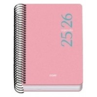 AGENDA ESCOLAR 2025-2026 TAMAÑO A6 TAPA CARTON FORRADO DÍA PÁGINA MODELO ESENCIAL BASIC ROSA DOHE 52077 (Espera 4 dias)