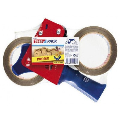 PACK PRECINTADORA MANUAL CUERPO PLASTICO Y METAL + 2 ROLLOS 50MM.X66M. TESA 57455-00001-01 (Espera 4 dias)