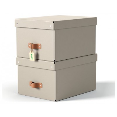 PACK 2 CAJAS DE ALMACENAMIENTO CART&Oacute;N MEDIANA COLOR BEIGE LEITZ 61490012 (Espera 4 dias)