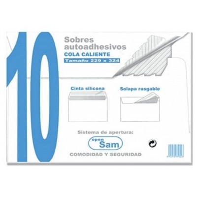 PAQUETES DE 10 SOBRES OFFSET BLANCO 229X324  100 GRS. SAM 664922 (Espera 4 dias)