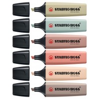 STABILO BOSS NatureColors marcador 6 pieza(s) Punta de cincel Negro, Bronce, Marrón, Verde, Gris, Verde claro (Espera 4 dias)