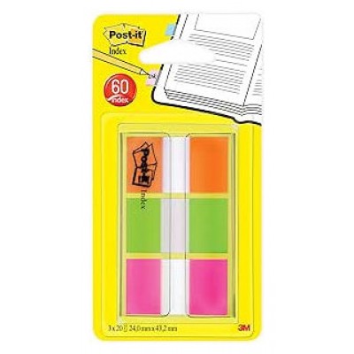 BLISTER DISPENSADOR 60 MARCADORES INDEX 25,4X43,2MM NARANJA/ROSA/VERDE 680-ROYN POST-IT 7100102571 (Espera 4 dias)