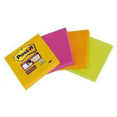 PACK 4 BLOCS 45 HOJAS NOTAS ADHESIVAS 47,6X47,6MM SUPER STICKY COLORES SURTIDOS 6910SSS-YPOG-EU POST-IT 7100172209 (Espera 4 dias)