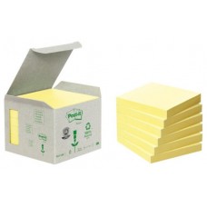 PACK 6 BLOCS 100 HOJAS NOTAS RECICLADAS ADHESIVAS 76X76MM AMARILLO CAJA CARTÓN 654-1B POST-IT 7100172252 (Espera 4 dias)