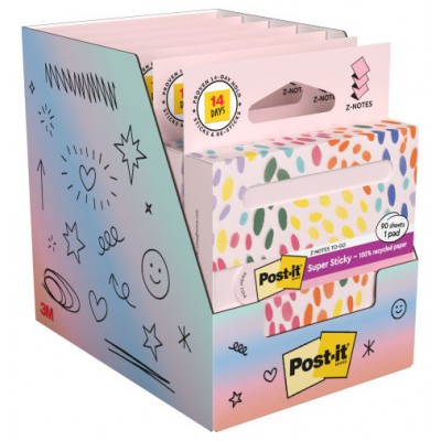 DISPENSADOR DE CARTON 90 HOJAS Z-NOTES RECICLADO SUPER STICKY 76X76 MM ROSA PASTEL R330-1RSSP POST-IT 7100398996 (Espera 4 dias)