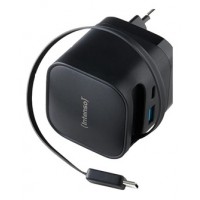 Intenso Cargador GaN W65ACIC retr&aacute;ctil Negro