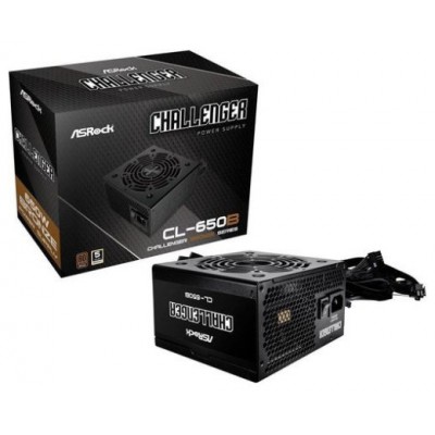 FUENTE ALIMENTACION ASROCK CL-650B,PSU,650W,80 PLUS BRONZE,120MM,ACTIVE PFC,PCI-E (6+2 pin)x4,SATA (5 pin)x4 (Espera 4 dias)