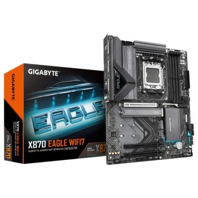 GIGABYTE Placa Base X870 EAGLE WIFI7 - Compatible con CPUs AMD Ryzen 9000, VRM de 14+2+2 fases, hasta 8000MHz DDR5 (OC), 4xPCIe 5.0 + 3xM.2, Wi-Fi 7, LAN 2.5GbE, USB 3.2 Gen 2x2 (Espera 4 dias)